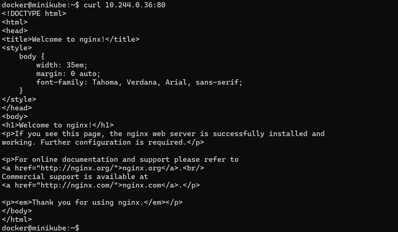 cURL Nginx Pod